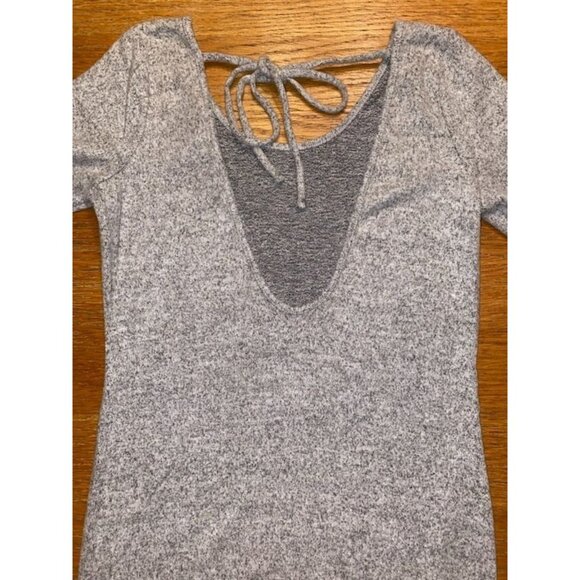 Heather Gray Long Sleeve Knit Dress With Tie Back Detail - Picture 4 of 4